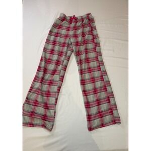 Eddie Bauer‎ Sleepwear Women's Large White Pink Plaid Elastic Drawstring Pants